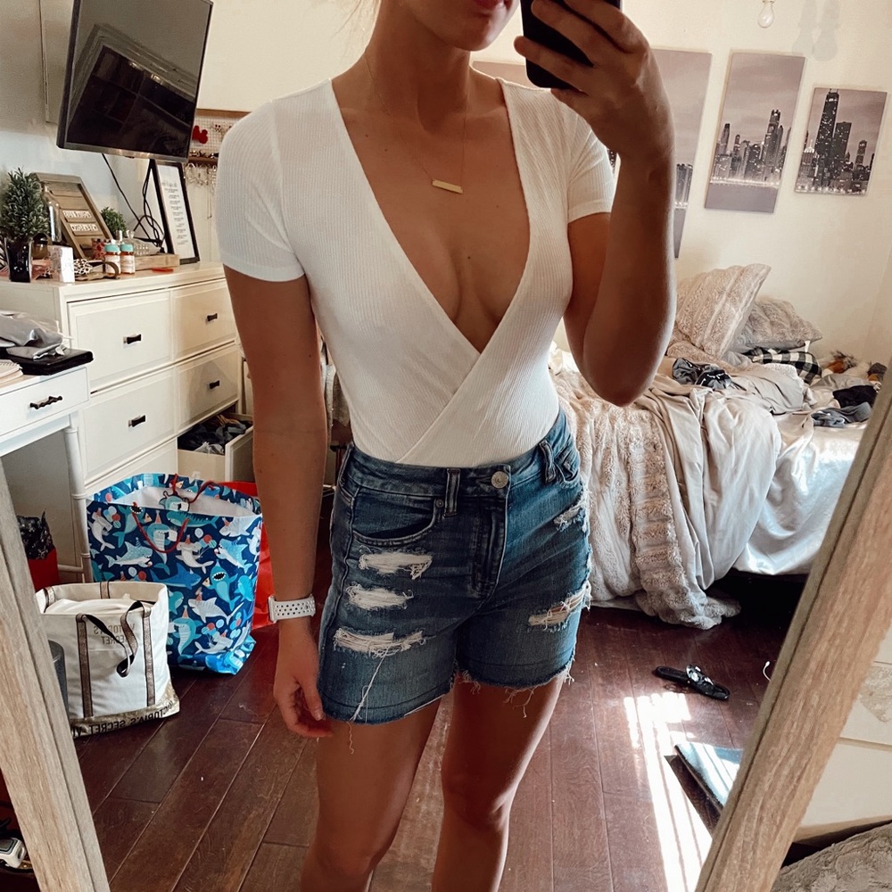 White bodysuit perfect for bralettes